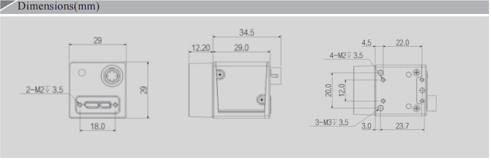 size-Industrial Global Shutter Cameras OPT-CC130-UM-0401